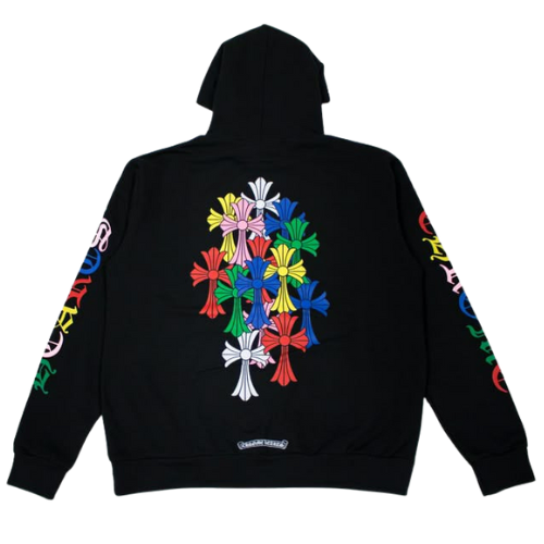 CHROME HEARTS CROSS MULTI COLOR HOODIE BLACK
