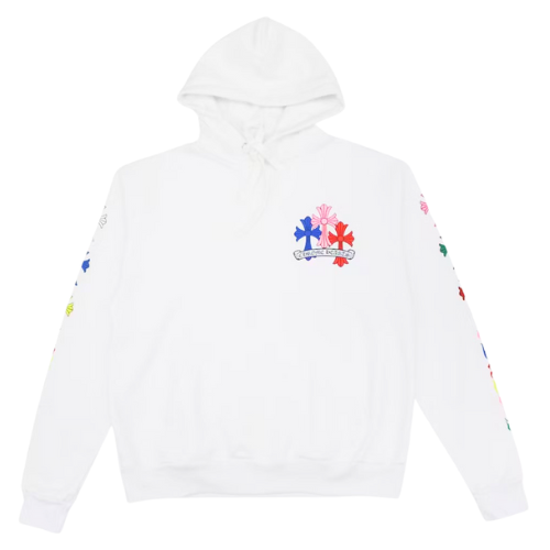 CHROME HEARTS CROSS MULTI COLOR HOODIE WHITE